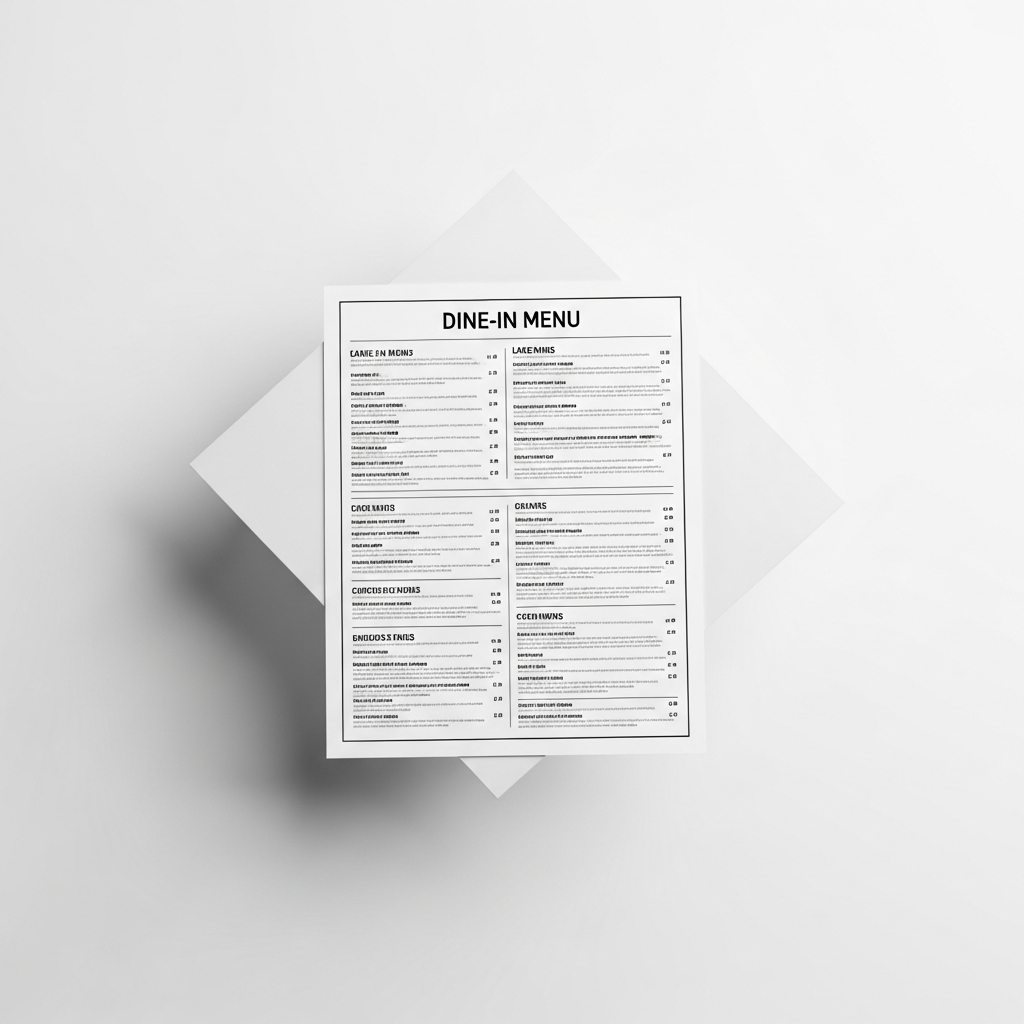 Dine-In Menu Printing